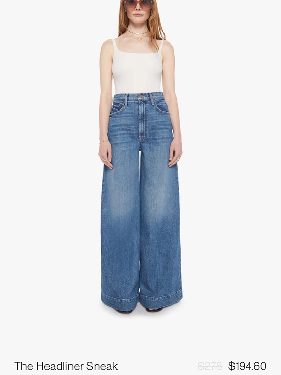 MOTHER Denim - MOTHER The Headliner Sneak Wide-Leg Jeans - Blue Wash